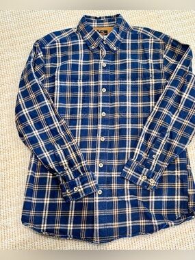 Ridgecut Mens Flannel Shirt Medium M Blue Plaid 100% Cotton Toughwear Workwear